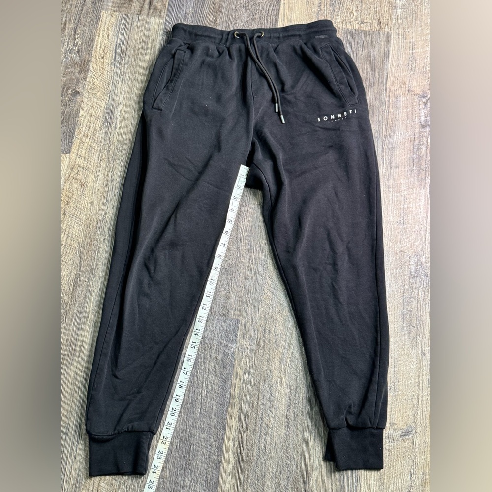 Men’s Medium Sonneti London Black Joggers With Drawstring and White Logo